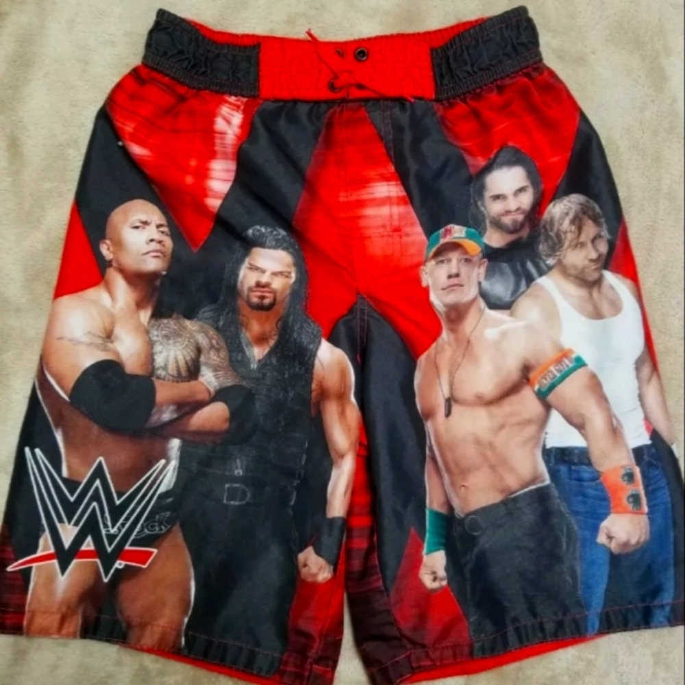WWE Youths Swimming Trunks Size M The Rock John Cena Wrestling